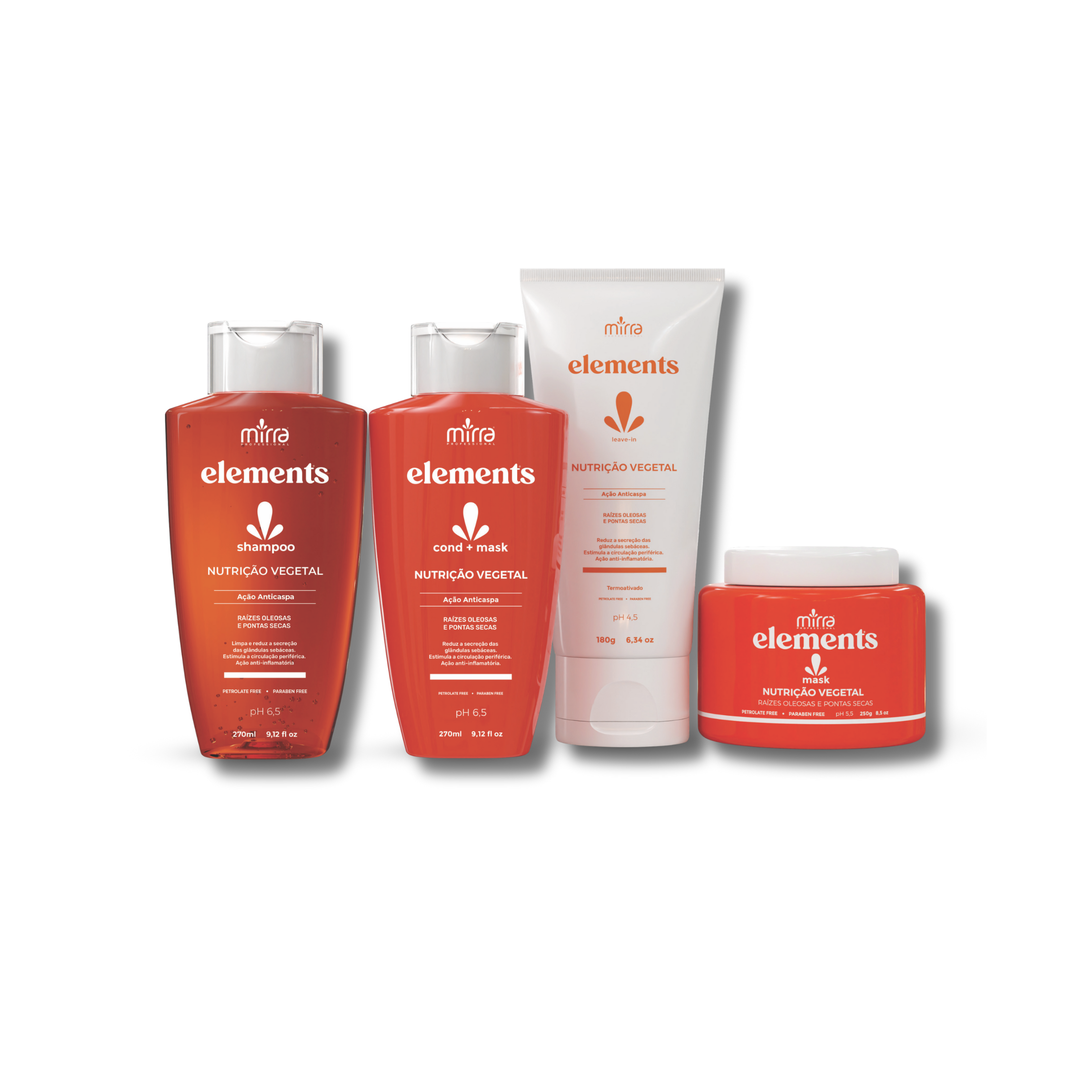 Kit Elements Vegetal Nutrition ANTI-DANDRUFF - Home - 4 pieces - Mirra - Corolla Beauty Supply