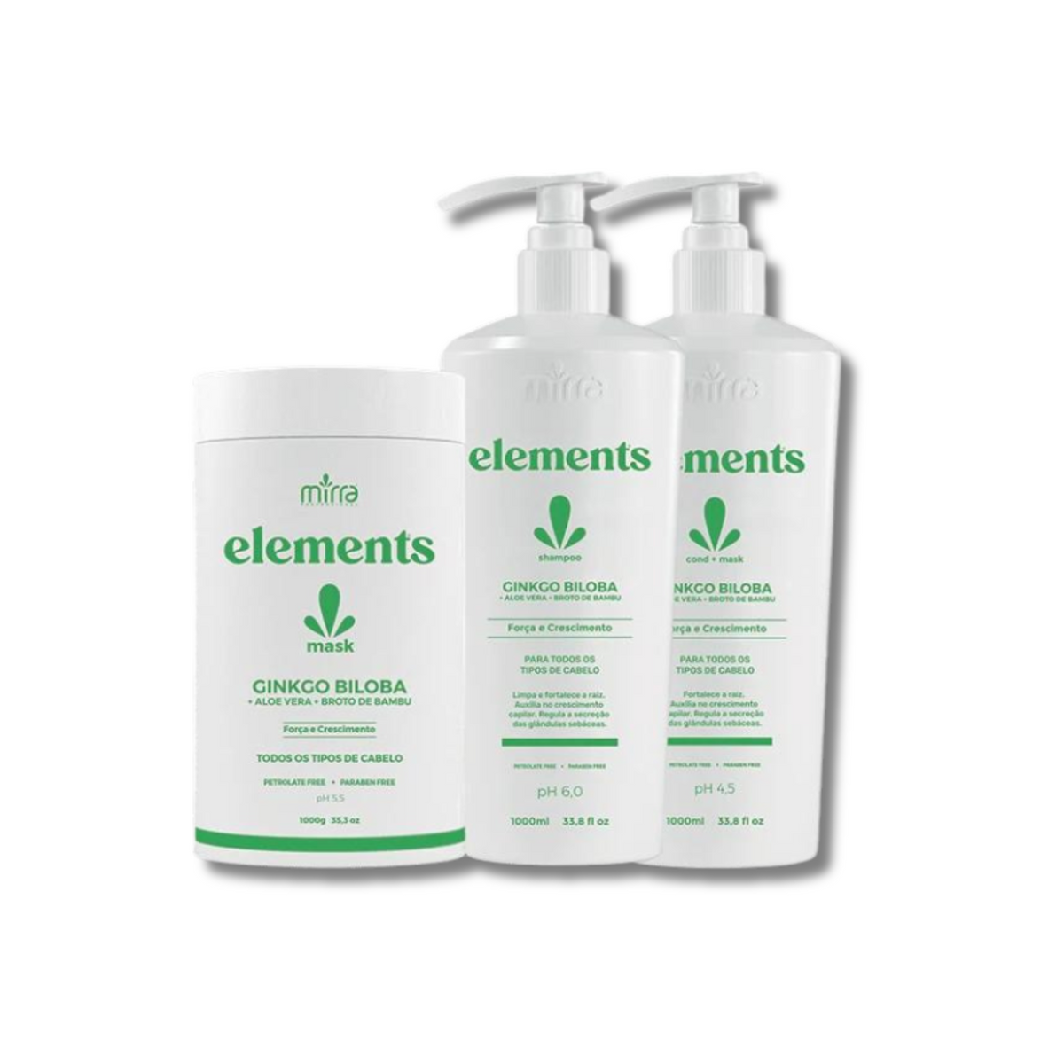 Kit Elements Fortalecimento Crescimento Ginkgo Biloba - 1Kg - MIRRA - Corolla Beauty Supply