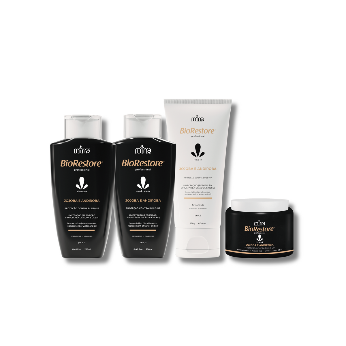 Kit Biorestore Build-up Jojoba e Andiroba Home Care - 4 pieces - Mirra - Corolla Beauty Supply